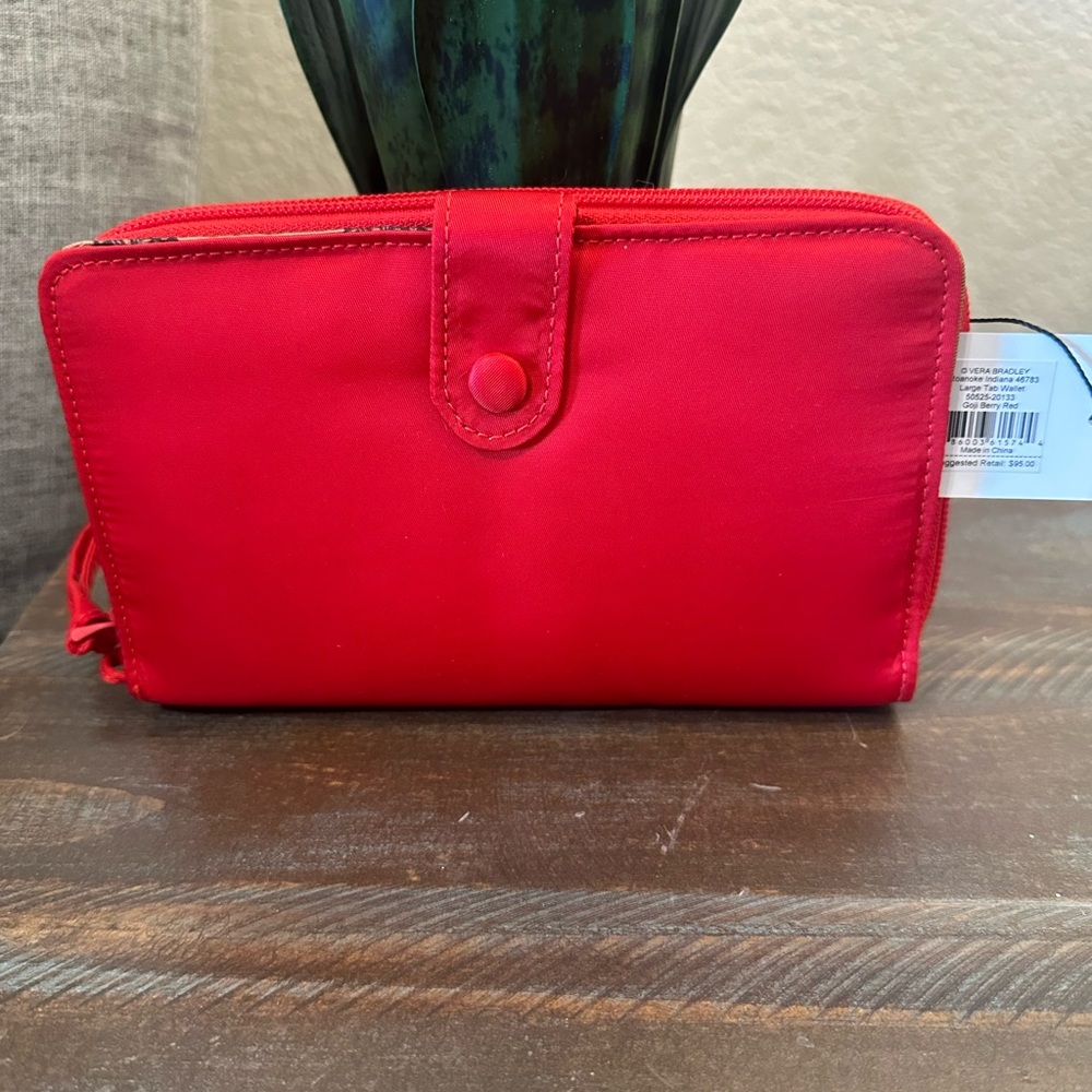 Vera Bradley Large Tab Wallet in Goji Berry Red Nylon - NWT